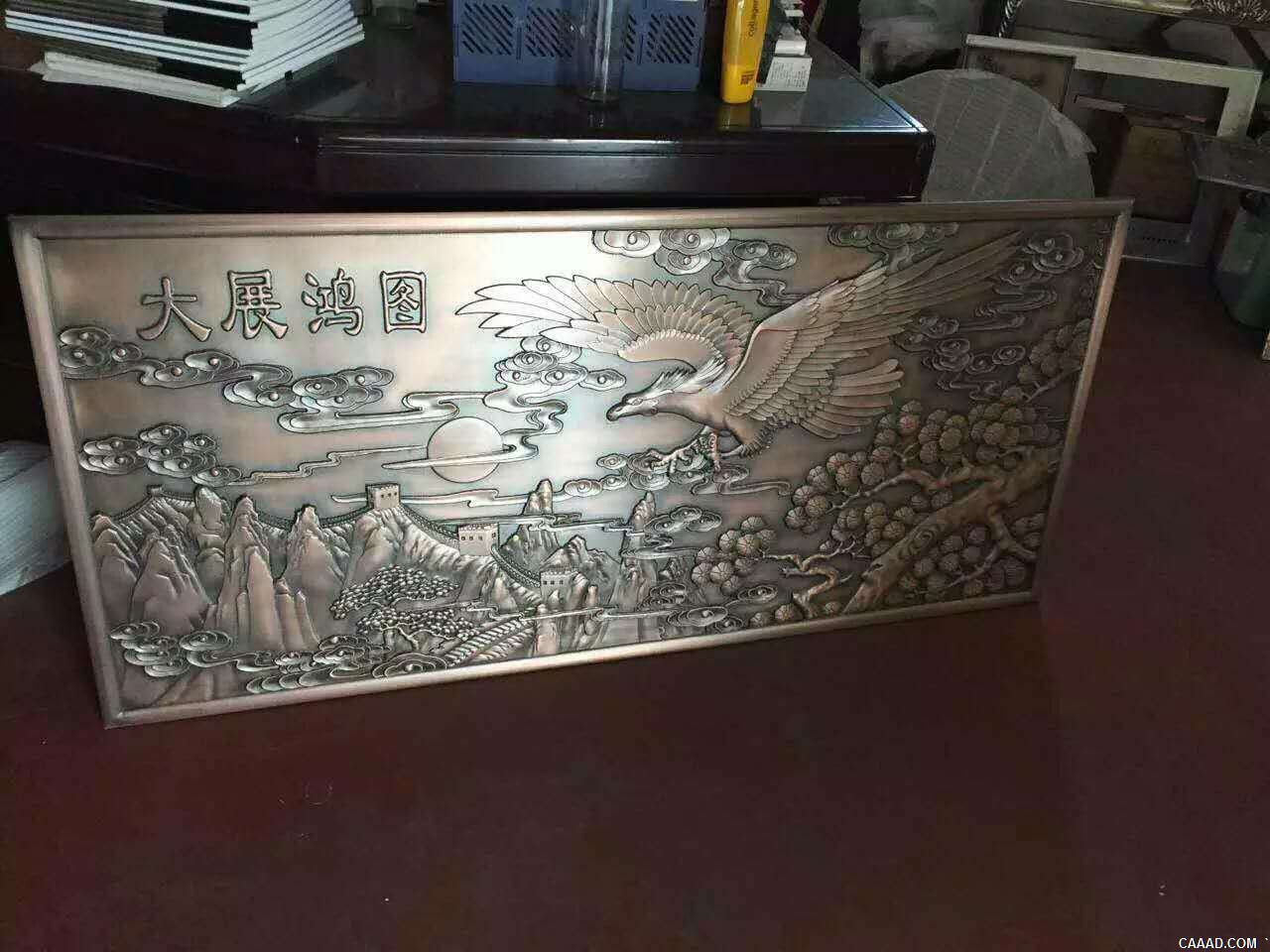 不锈钢浮雕镂空金属背景玄关古铜